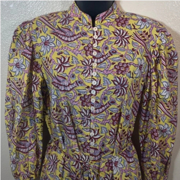 Mille Resort & Travel Midi Dress in Birds of Paradise Yellow Floral size small - Picture 13 of 13